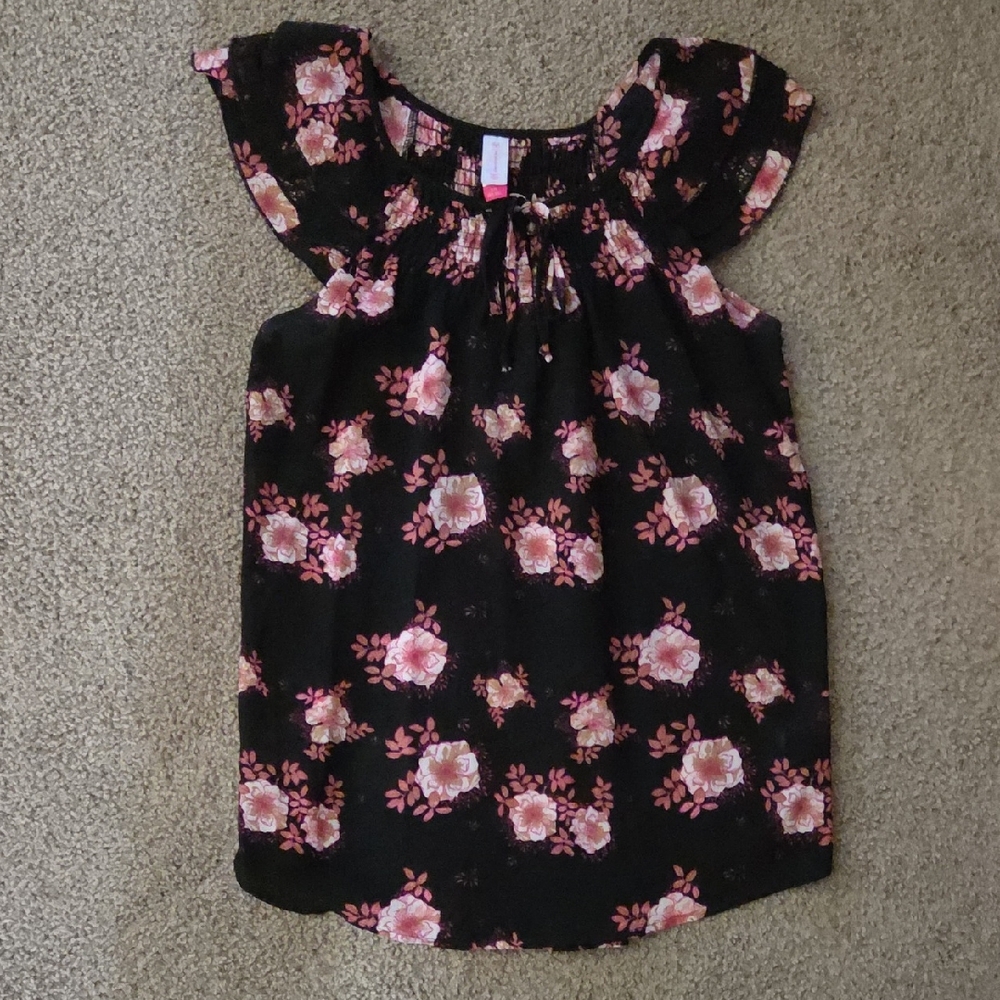 No Boundaries Black and Pink Floral Top